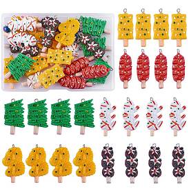 24Pcs 6 Style Resin Pendants, with Iron Findings, Imitation Food, Mixed Shapes