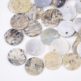 Natural Akoya Shell Charms, Mother of Pearl Shell Pendants, Flat Round
