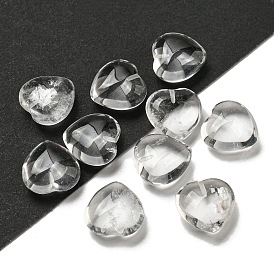 Natural Quartz Crystal Beads, Half Drilled, Rock Crystal Heart Beads