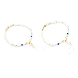 Мобильные ремешки из полимерной глины хейши из бисера, с акриловыми шариками, бусины из смолы и нейлоновая нить сглаза