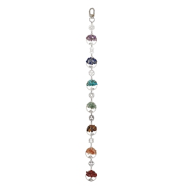 Flat Round with Tree of Life Natural & Synthetic Gemstone Chips Pendant Decorations, Yoga Chakra Home Hanging ornaments