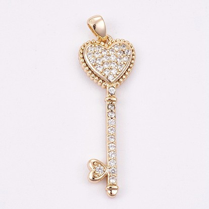 Латунные микро проложить кубического циркония подвески, долговечный, ключ
