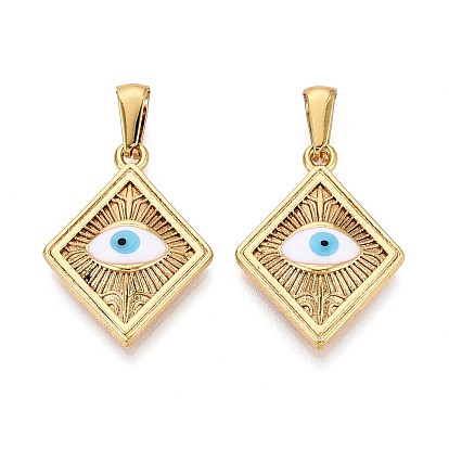 304 подвески из нержавеющей стали и эмали, ромб и амулеты от сглаза, Небесно-голубой