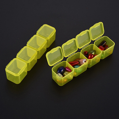 Conteneurs de stockage de billes rectangulaires en polypropylène (pp), avec couvercle à charnière et 56 grilles, chaque rangée a 8 des grilles, pour bijoux petits accessoires