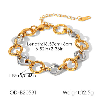 Zweifarbige Armbänder aus Edelstahl mit rautenförmigen Ringgliedern für Damen
