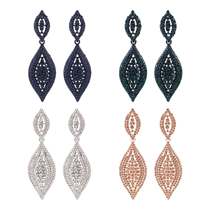 4 пары 4 цвета стразы конский глаз серьги-гвоздики с подвесками, длинные серьги из сплава для женщин