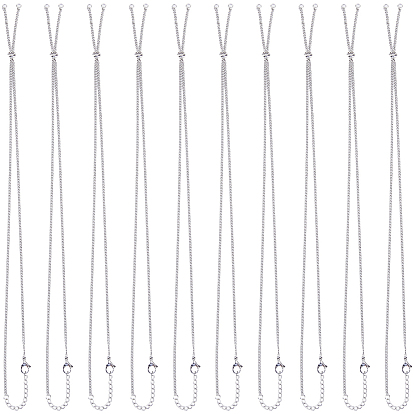 10 шт. регулируемые 304 цепи из нержавеющей стали для изготовления ожерелий, с бусинами-слайдерами и застежками-карабинами