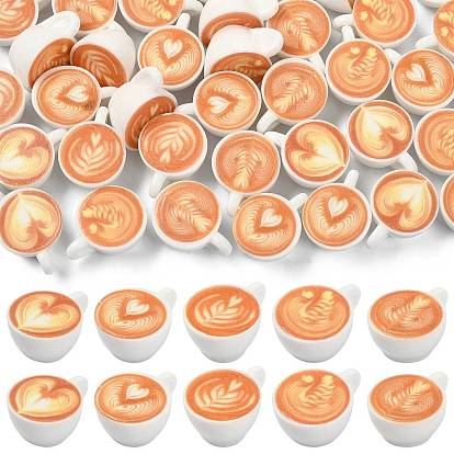 50 шт 5 стили подвески из непрозрачной смолы, подвески для кофе с рисунком в стиле латте