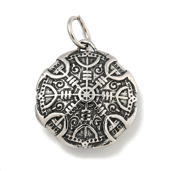 316 хирургические подвески из нержавеющей стали, с целью перехода в кольце, плоский круглый с подвеской в виде шлема трепета