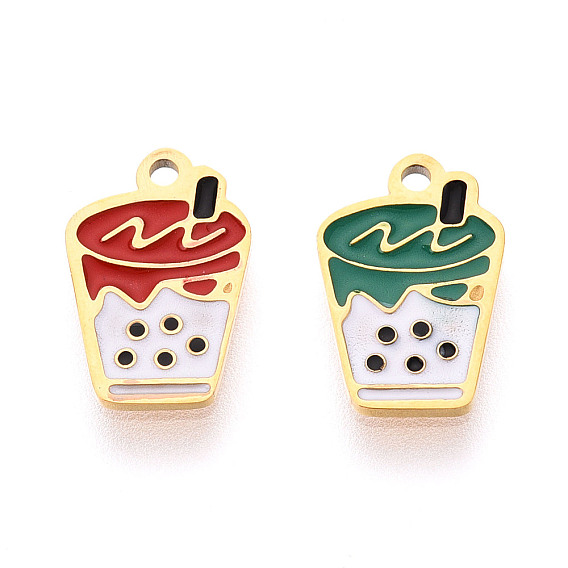 304 прелести нержавеющей стали, с эмалью, реальный 14 k позолоченный, очарование пузырящегося молочного чая, ионное покрытие (ip)