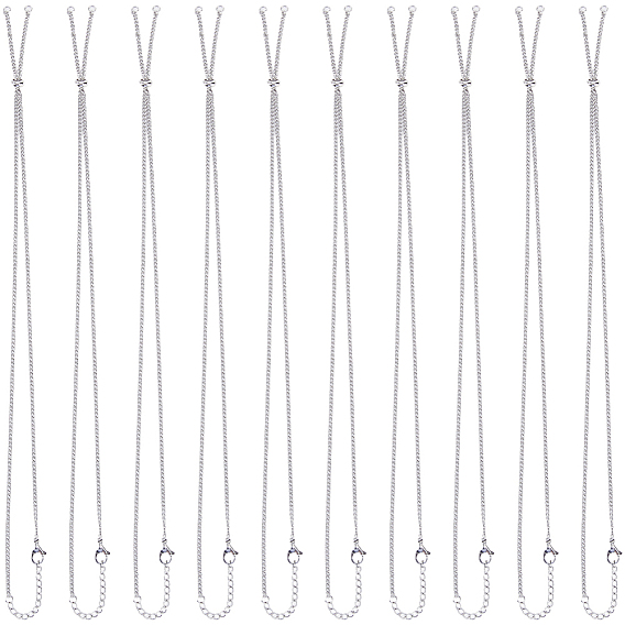 10 шт. регулируемые 304 цепи из нержавеющей стали для изготовления ожерелий, с бусинами-слайдерами и застежками-карабинами