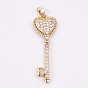 Латунные микро проложить кубического циркония подвески, долговечный, ключ