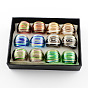 Handmade Gold Sand and Silver Foil Lampwork Wide Band Rings, 17~19mm, about 12pcs/box