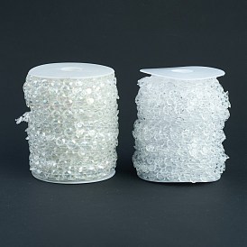 Chaîne de bradde perles transparentes acryliques, avec bobine, pour le mariage, anniversaire décoré, plat rond