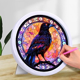 Crow DIY Diamond Painting Kits, Including Acrylic Rhinestones Bag, Diamond Sticky Pen, Tray Plate, Glue Clay and Canvas