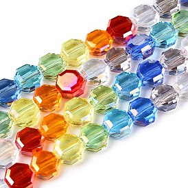 Transparent Glass Beads Strands, Faceted, Octagon