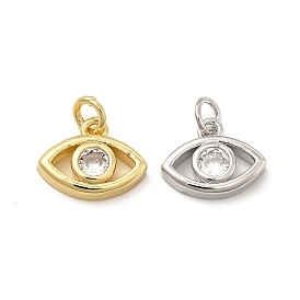 Brass Micro Pave Cubic Zirconia Charms, with Jump Ring, Eye Charm