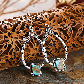 Bohemian Antique Turquoise Earrings - Handmade Drop Dangle Jewelry, European and American Style.