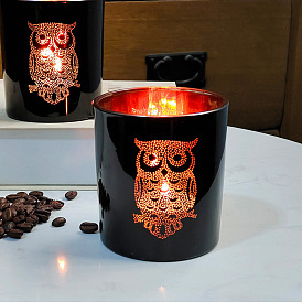 Romantic Golden Owl Black Glass Candle Holder DIY Candle Holder Empty Cup Home Decoration Ornament