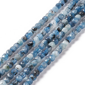 Brins de perles d'aigue-marine bleu diable naturel, facette, cube
