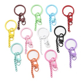 Spray Painted Eco-Friendly Alloy Swivel Snap Hook Clasps, Cadmium Free & Nickel Free & Lead Free, Ring, with Chain