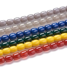 К 9 нити стеклянных бусин, имитация нефритовые четки стекла, овальные