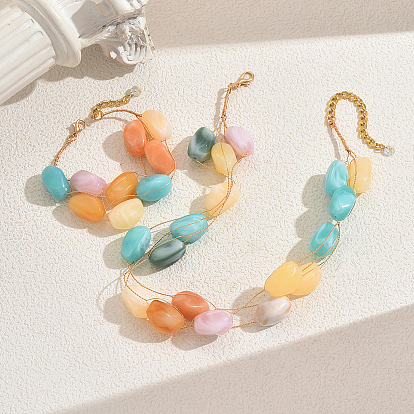 Комплекты из бусин из смолы, серьги и ожерелья, латунь ювелирные наборы для женщин