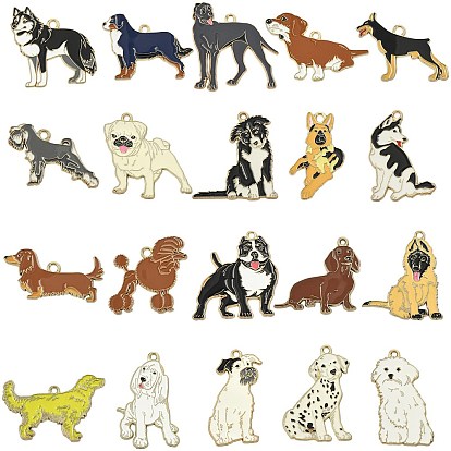 Наборы подвесок из сплава эмали, собака прелести, золотые