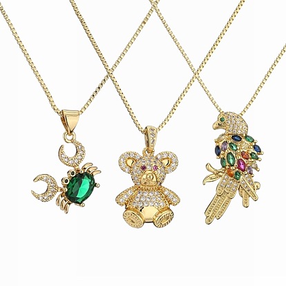 Cute Animal Pendant Necklace for Women, Minimalist Turtle Bird Bear Cat Charm Jewelry
