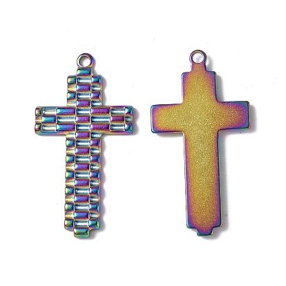 Ion Plating(IP) 304 Stainless Steel Pendants, Cross Charm