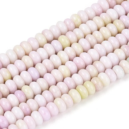 Нити из окрашенных стеклянных бусин с эффектом омбре, имитация нефрита, рондель