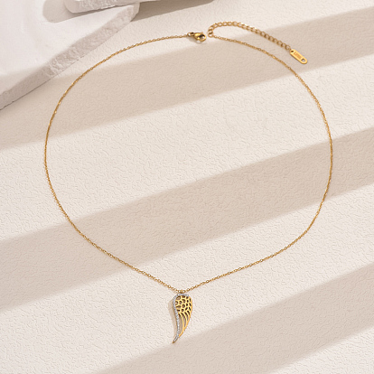 Ожерелья с подвеской в виде крыла из нержавеющей стали с кристаллами и стразами для ежедневного ношения