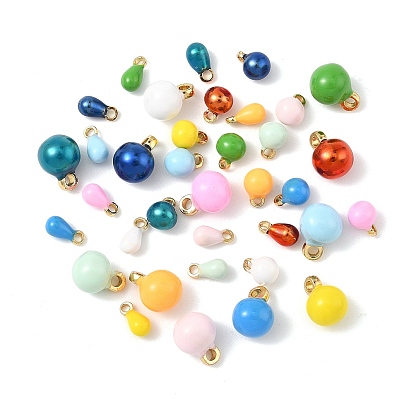 Латунь эмаль подвески, каплевидные/круглые подвески, долговечный, без свинца и без кадмия, реальный 24 k позолоченный