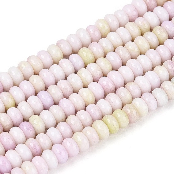 Нити из окрашенных стеклянных бусин с эффектом омбре, имитация нефрита, рондель