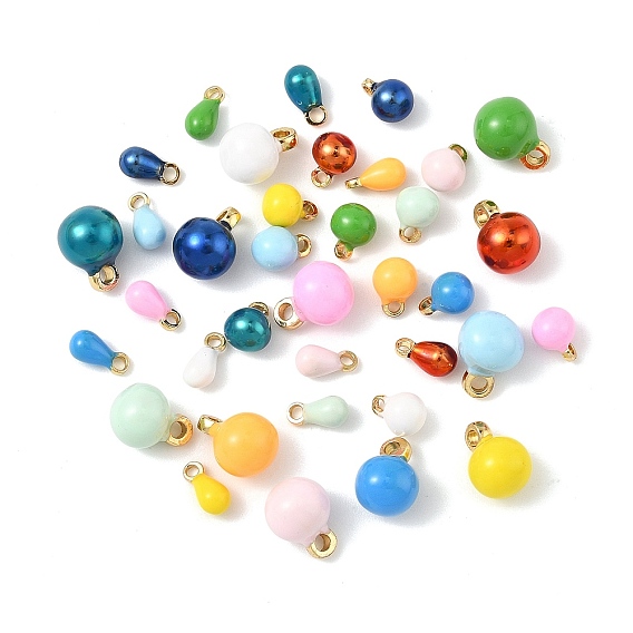 Латунь эмаль подвески, каплевидные/круглые подвески, долговечный, без свинца и без кадмия, реальный 24 k позолоченный