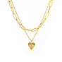 Chic Heart Pendant with Micro Pave Zirconia and Devil Eye Jewelry - Trendy Minimalist Accessory