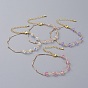 Bicone Austrian Crystal Beaded Bracelets, with Real 18K Gold Plated Brass Bar Link Chains, Brass Chain Extender and Lobster Claw Clasps