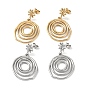 Ring 304 Stainless Steel Dangle Earrings, Flower Stud Earrings for Women