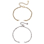2Pcs 2 Colors 304 Stainless Steel Singapore Chain Bracelet Makings, with Heart End Charms