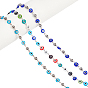 Handmade Lampwork Flat Round Evil Eye Beads Chains for Necklaces Bracelets Making, with Iron Eye Pin