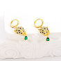 Chic Leopard Head Earrings with Zirconia Stones and Gold Plating - Fashionable Animal Ear Drops for Women