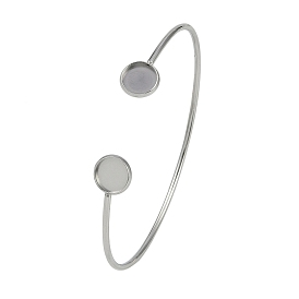 304 Stainless Steel Cuff Blank Bangle Bases with Flat Round Tray