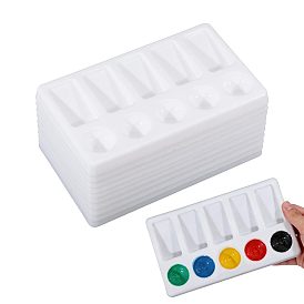 10Pcs 10-Compartment Plastic Watercolor Oil Palette, Paint & Drawing Supplies, Rectangle