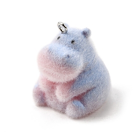 Подвески из непрозрачной смолы, амулеты бегемота, с железной платиной петлей