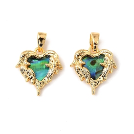 Подвески в форме сердца из натуральной ракушки пауа, с латунной