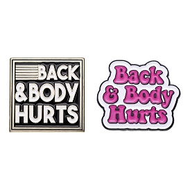 Quote Back & Body Hurts Enamel Pin, Electrophoresis Black/Golden Zinc Alloy Brooch for Backpack Clothes