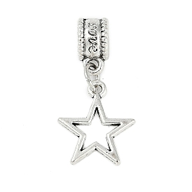 Rack Plating Brass European Dangle Charms, Hollow Star Large Hole Pendants, Lead Free & Cadmium Free