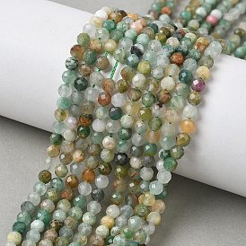 Природные африканские нефритовые бусы пряди, граненые, круглые