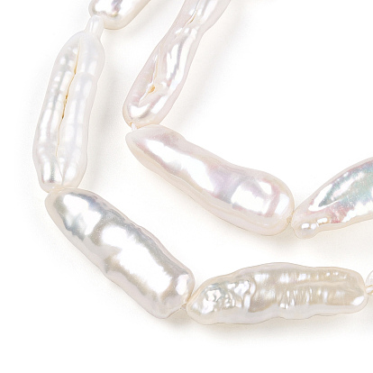 Hebras de perlas keshi naturales barrocas, perlas de agua dulce, forma de palo