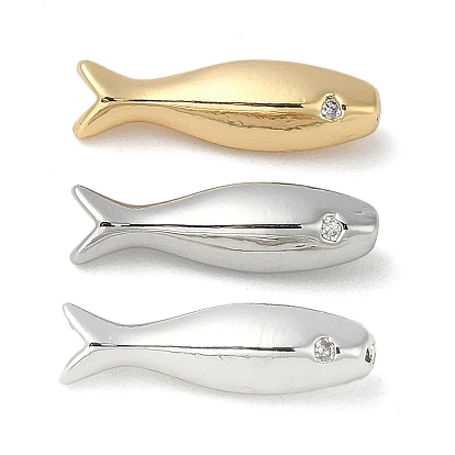 Латунные микро проложить кубического циркония бусы, без кадмия, без никеля и без свинца, рыба